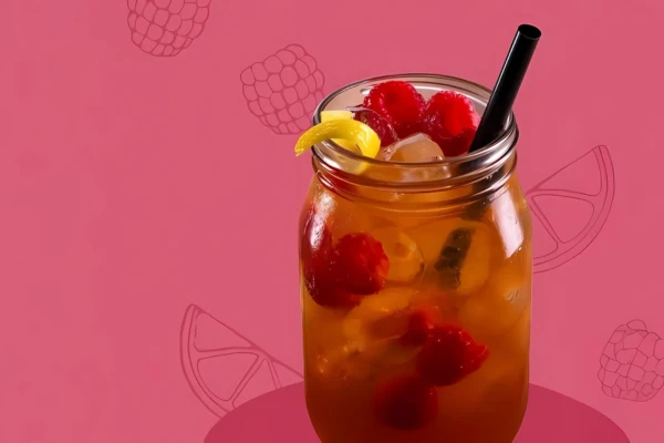 Malinovo-citrónový ledový čaj